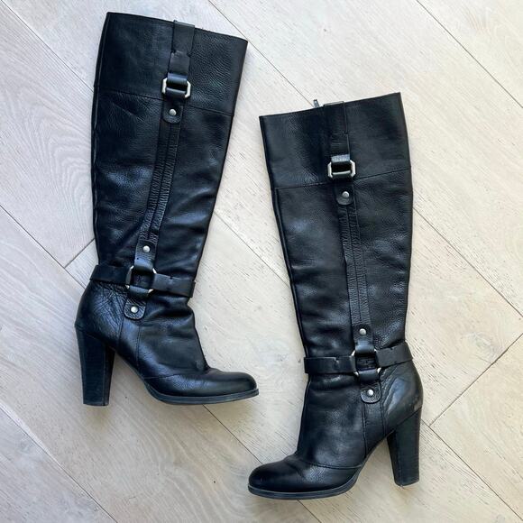 Tall Black Leather Boots - Picture 3 of 8